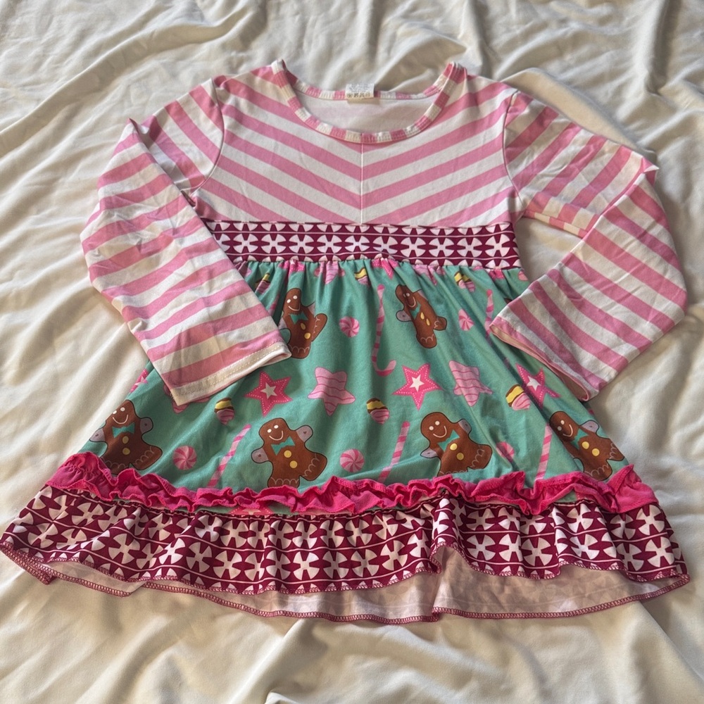 Pink and Green Striped Gingerbread Dress